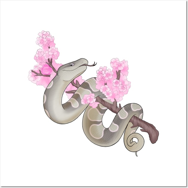 Pink Sakura Ball Python Pewter Wall Art by kailanipinon